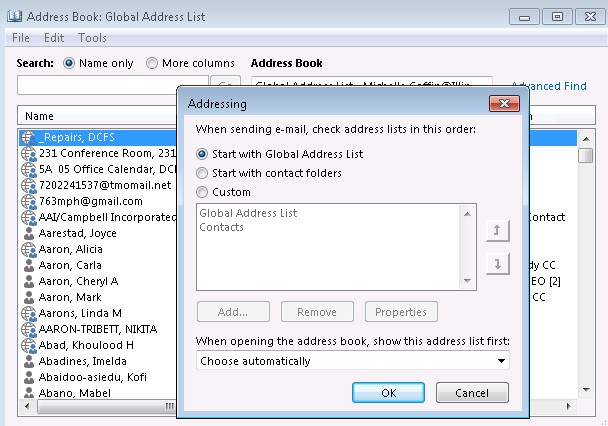 Addressing - start with global address list