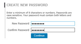Create New Password form