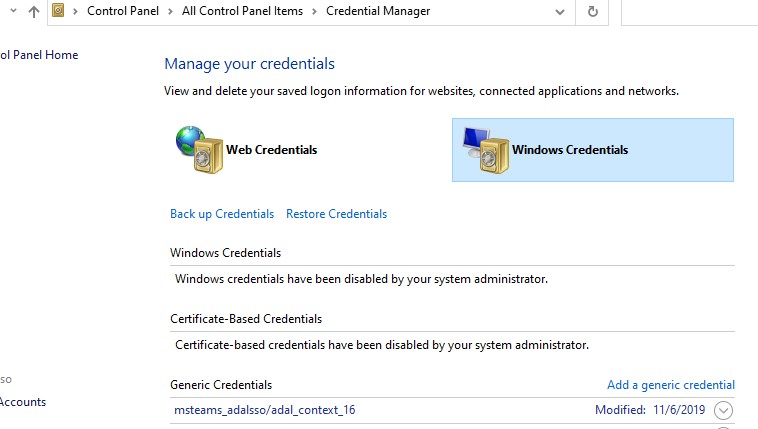 Windows credentials