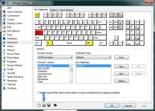 Settings Viewer Keyboard Options menu 